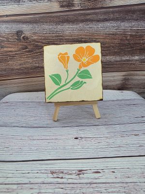 Artisan Wood Block | Golden Bloom